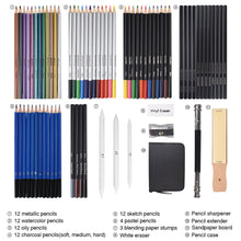 Load image into Gallery viewer, 72pcs Color Sketch Pencils Set for Drawing, Painting with Watercolor Metallic Oil Pencils for Beginner Student
