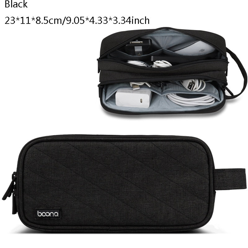 TTUTH Oxford Double-layer Cable Storage Bag Travel Digital USB Gadget Organizer Charger Wires