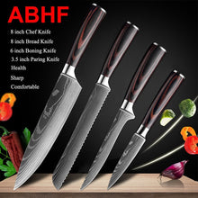 Load image into Gallery viewer, Japanese Kitchen Knife Set Laser Damascus Pattern Sharp Cleaver, Slicing, and Utility Cutlery
