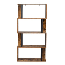 Load image into Gallery viewer, Bookcase and Bookshelf 4Tier,S-Shaped, Z-Shelf for Home Office, in Vintage Brown
