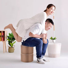 Load image into Gallery viewer, 38cm Nordic Living Room Bedroom Foldable Paper Bench Table Round Stool Plegable Chair Creative Fashion Stool
