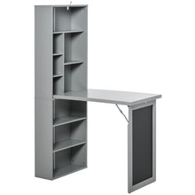 Load image into Gallery viewer, Wall Mounted Foldable Desk, Cabinet Workstation with Blackboard and Side Shelves
