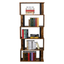 Load image into Gallery viewer, Bookcase and Bookshelf 5 Tier, S-Shaped, and Z-Shelf for Home, Office in Vintage Brown
