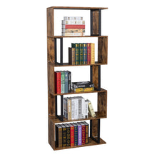 Load image into Gallery viewer, Bookcase and Bookshelf 5 Tier, S-Shaped, and Z-Shelf for Home, Office in Vintage Brown
