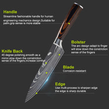 Load image into Gallery viewer, Japanese Kitchen Knife Set Laser Damascus Pattern Sharp Cleaver, Slicing, and Utility Cutlery
