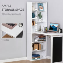 Load image into Gallery viewer, Wall Mounted Foldable Desk, Cabinet Workstation with Blackboard and Side Shelves
