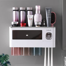 Load image into Gallery viewer, Toothbrush Holder Wall-Mounted Bathroom Accessories Squeezer with cups 2 colors
