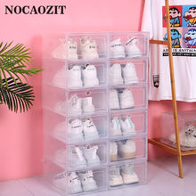 Load image into Gallery viewer, 6pcs/Set Fold Plastic Shoes Case Thickened Transparent Drawer Stackable Box Shoe Organizer
