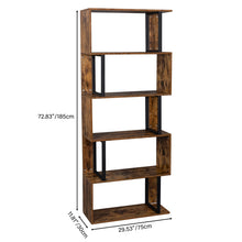 Load image into Gallery viewer, Bookcase and Bookshelf 5 Tier, S-Shaped, and Z-Shelf for Home, Office in Vintage Brown
