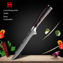 Load image into Gallery viewer, Japanese Kitchen Knife Set Laser Damascus Pattern Sharp Cleaver, Slicing, and Utility Cutlery
