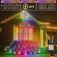 Load image into Gallery viewer, 8 Modes Timer 350 LED Waterfall Christmas Tree Lights with Topper Moon Star Outdoor Fairy String
