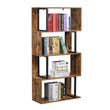 Load image into Gallery viewer, Bookcase and Bookshelf 4Tier,S-Shaped, Z-Shelf for Home Office, in Vintage Brown
