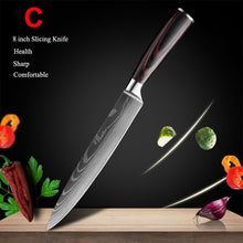 Load image into Gallery viewer, Japanese Kitchen Knife Set Laser Damascus Pattern Sharp Cleaver, Slicing, and Utility Cutlery
