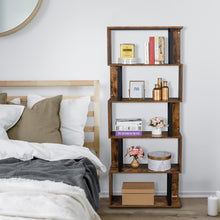 Load image into Gallery viewer, Bookcase and Bookshelf 5 Tier, S-Shaped, and Z-Shelf for Home, Office in Vintage Brown
