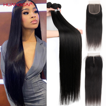 Load image into Gallery viewer, Long Straight Bundles With Closure Human Hair Brazilian Hair Weave Straight Extension
