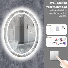 Load image into Gallery viewer, Oval LED Bathroom Mirror Dimmable Light, Wall Mounted Vanity Makeup Mirror
