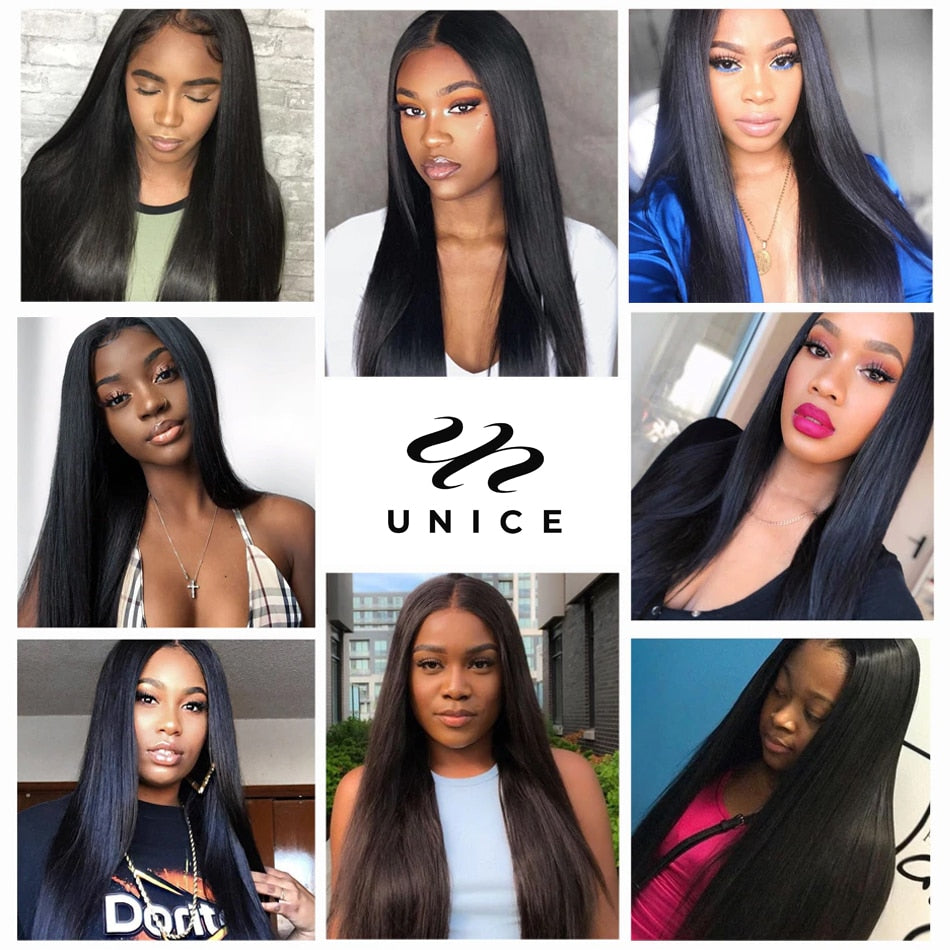 UNICE Peruvian Straight Hair Bundles Natural Color 100% Human Extensions