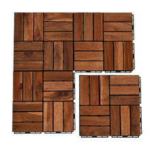 Load image into Gallery viewer, Wood Outdoor Flooring Interlocking Deck Tiles Patio Waterproof UV Protected, for Party Balcony 12”x12” 10 TileS
