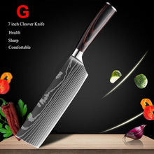 Load image into Gallery viewer, Japanese Kitchen Knife Set Laser Damascus Pattern Sharp Cleaver, Slicing, and Utility Cutlery
