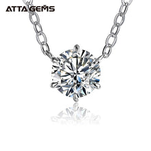 Load image into Gallery viewer, ATTAGEMS 925 Silver Necklace Pendant Round Cut 1.0ct D, White Moissanite Elegant Necklace
