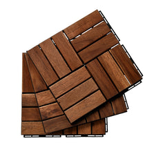 Load image into Gallery viewer, Wood Outdoor Flooring Interlocking Deck Tiles Patio Waterproof UV Protected, for Party Balcony 12”x12” 10 TileS
