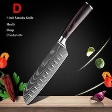 Load image into Gallery viewer, Japanese Kitchen Knife Set Laser Damascus Pattern Sharp Cleaver, Slicing, and Utility Cutlery
