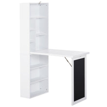 Load image into Gallery viewer, Wall Mounted Foldable Desk, Cabinet Workstation with Blackboard and Side Shelves
