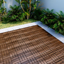 Load image into Gallery viewer, Wood Outdoor Flooring Interlocking Deck Tiles Patio Waterproof UV Protected, for Party Balcony 12”x12” 10 TileS
