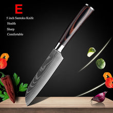 Load image into Gallery viewer, Japanese Kitchen Knife Set Laser Damascus Pattern Sharp Cleaver, Slicing, and Utility Cutlery
