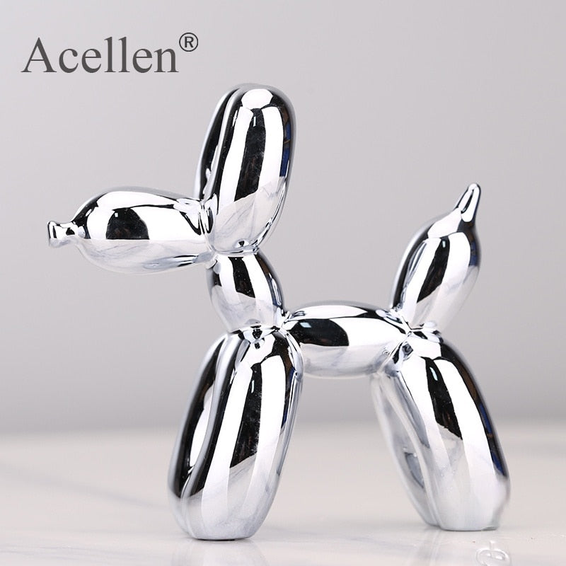 Plating balloon dog Statue Resin Sculpture Home Decor Modern Nordic Living Room Animal Figures