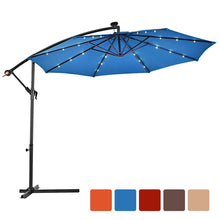 Load image into Gallery viewer, Costway Hanging Solar LED Umbrella Patio Sun Shade Offset Market W/Base OP70754
